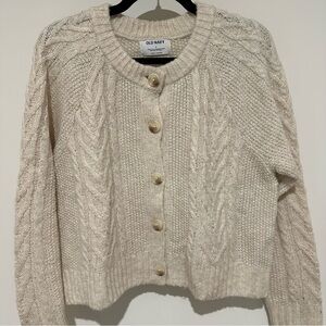 Old Navy Women's Beige Cable Knit Cardigan